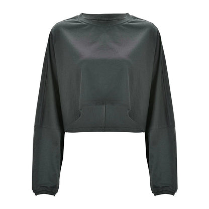 Dark Grey Crewneck Cropped Sweatshirt - Katherine Jean