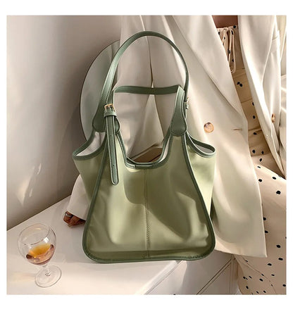 Green Carry All Large Faux Leather Tote - Katherine Jean