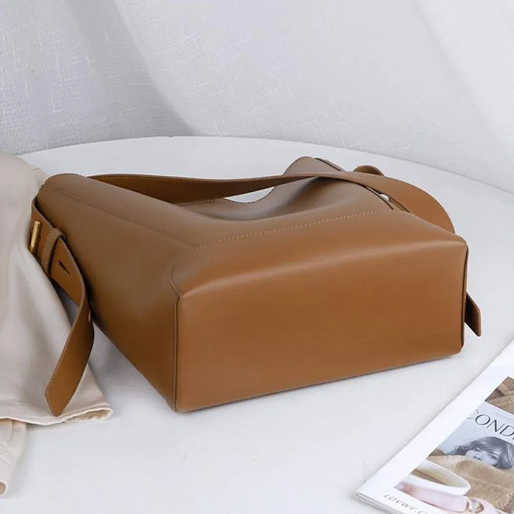 Caramel Faux Leather Shopping Bag - Katherine Jean