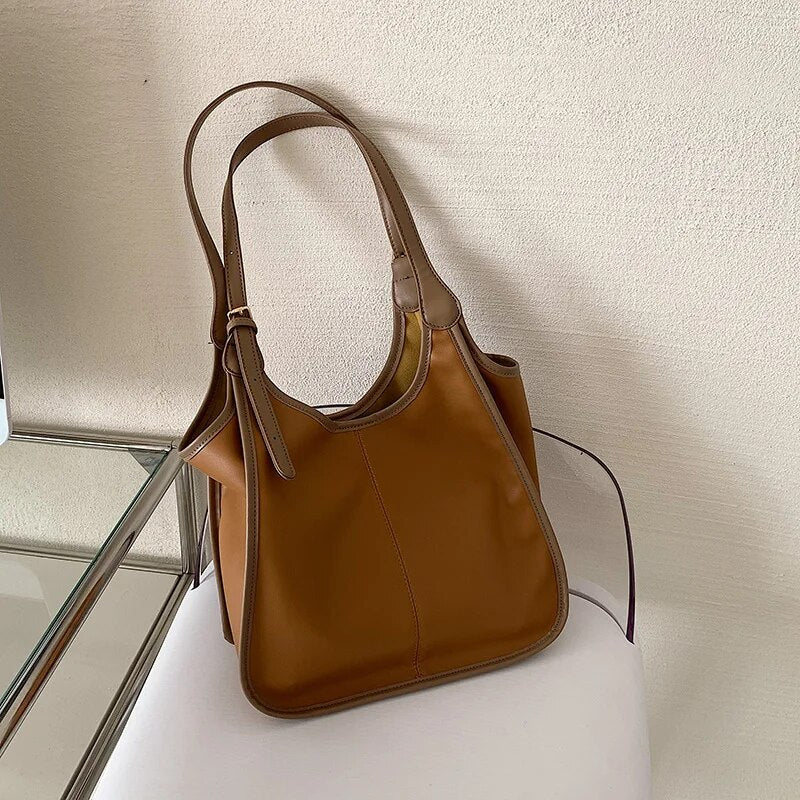 Brown Carry All Large Faux Leather Tote - Katherine Jean