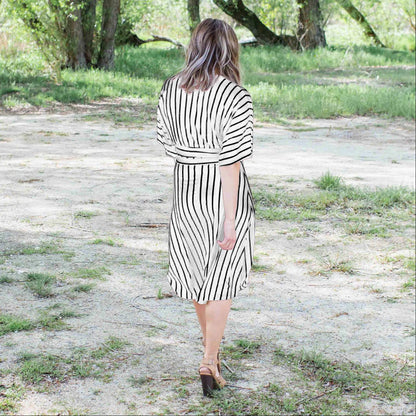 Striped Vee Neck Dress - Katherine Jean