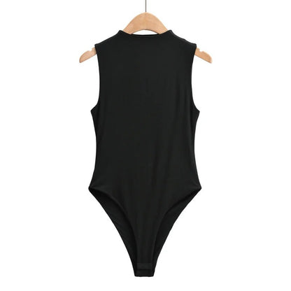 Black Woolen Mock Neck Bodysuit - Katherine Jean