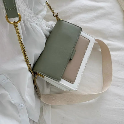 Green Faux Leather Multi Color Square Flap Bag - Katherine Jean