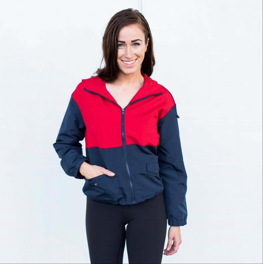 ACTIVE HOODED COLORBLOCK WINDBREAKER JACKET - Katherine Jean