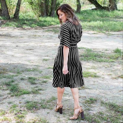 Striped Vee Neck Dress - Katherine Jean