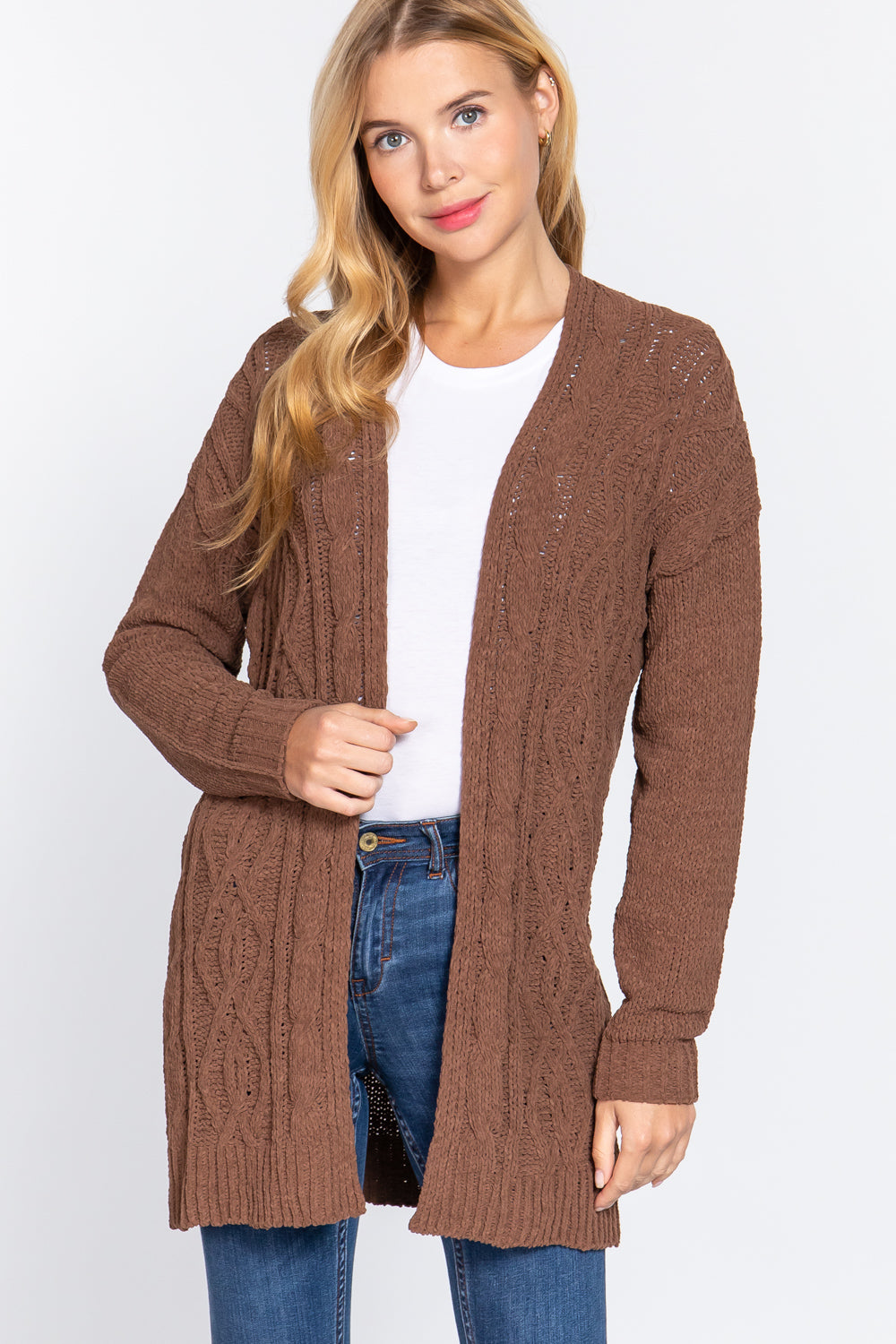 Brown Chenille Sweater Cardigan - Katherine Jean