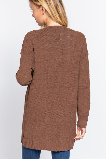 Brown Chenille Sweater Cardigan - Katherine Jean