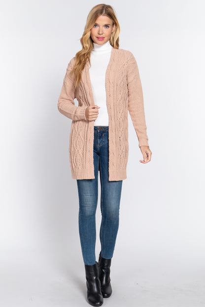 Salmon Chenille Sweater Cardigan - Katherine Jean