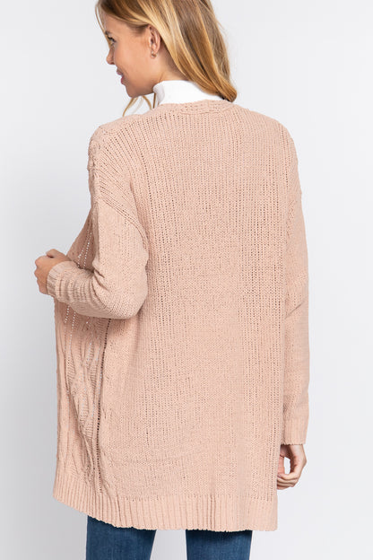 Salmon Chenille Sweater Cardigan - Katherine Jean