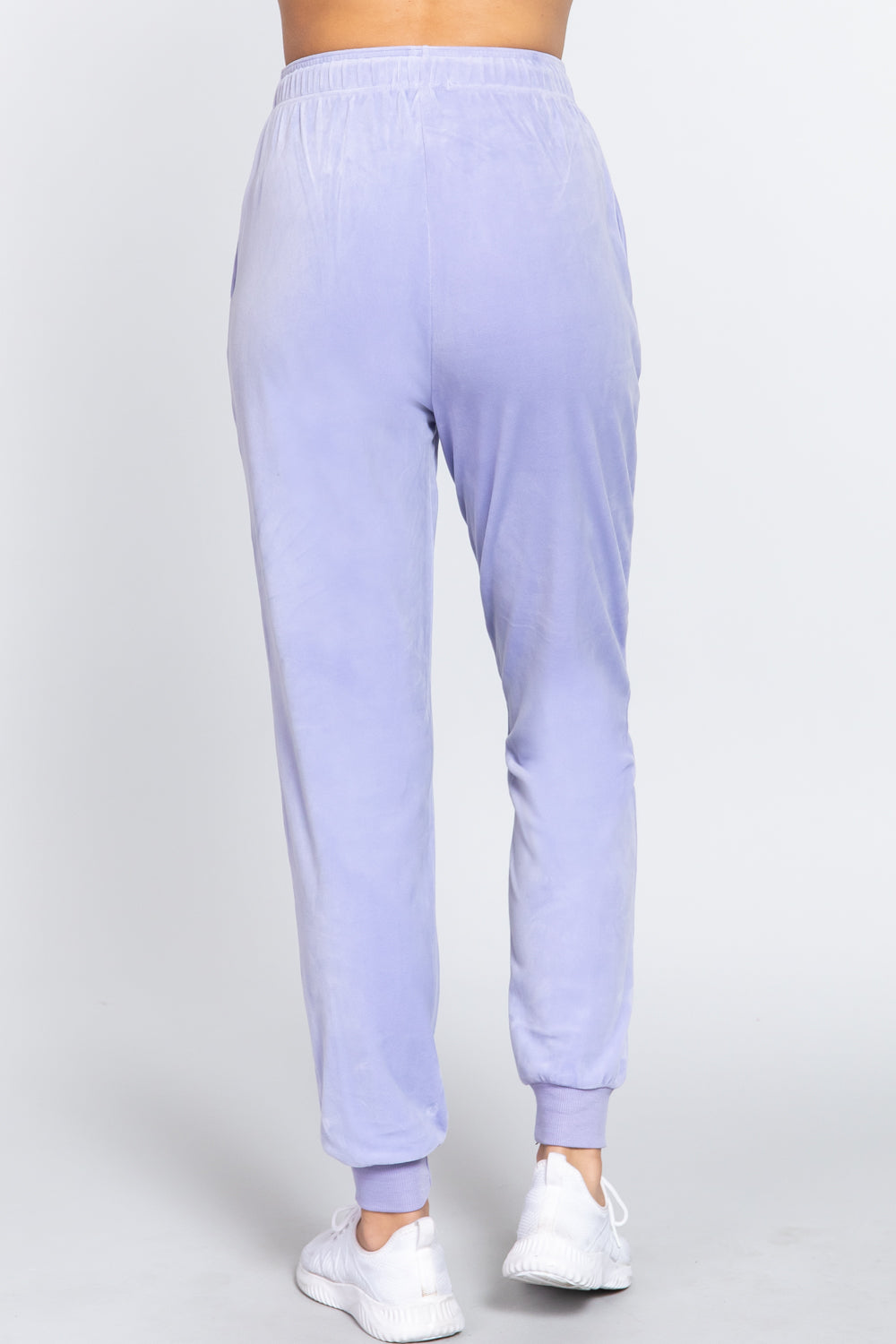 Lavender Waist Elastic Velour Long Jogger Pants - Katherine Jean