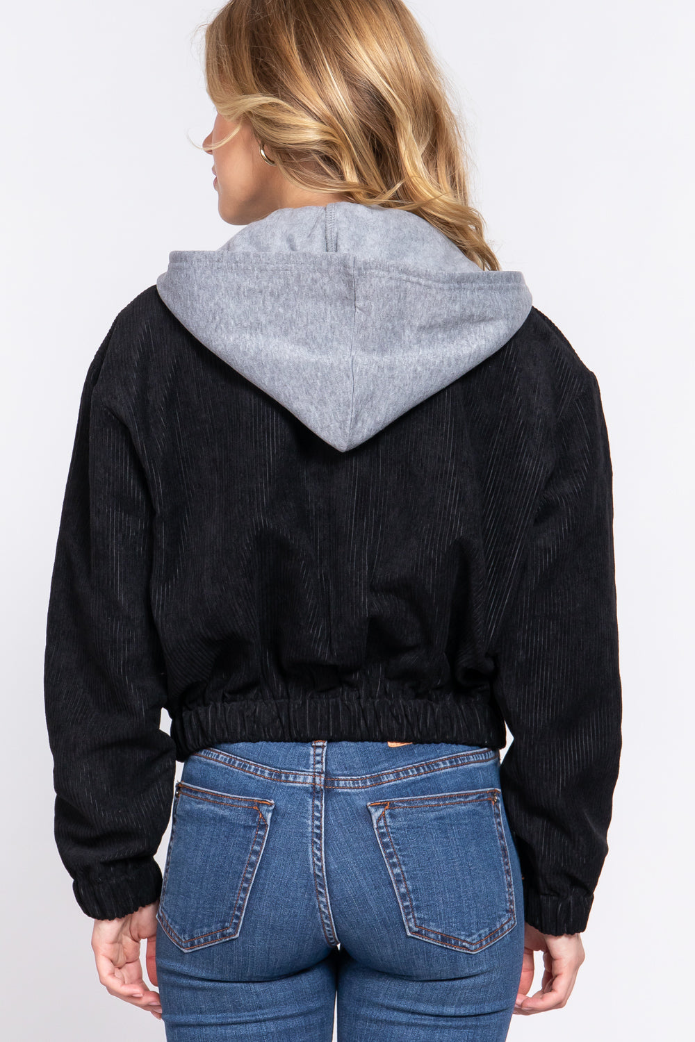 Long Slv Hoodie Corduroy Jacket - Katherine Jean