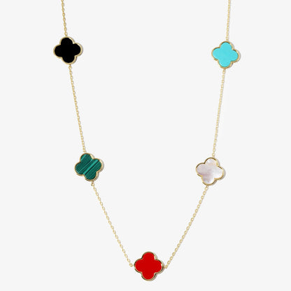 Clover Charm Station Necklace - Katherine Jean