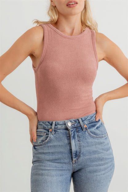 Mauve Knit Sleeveless Bodysuit - Katherine Jean