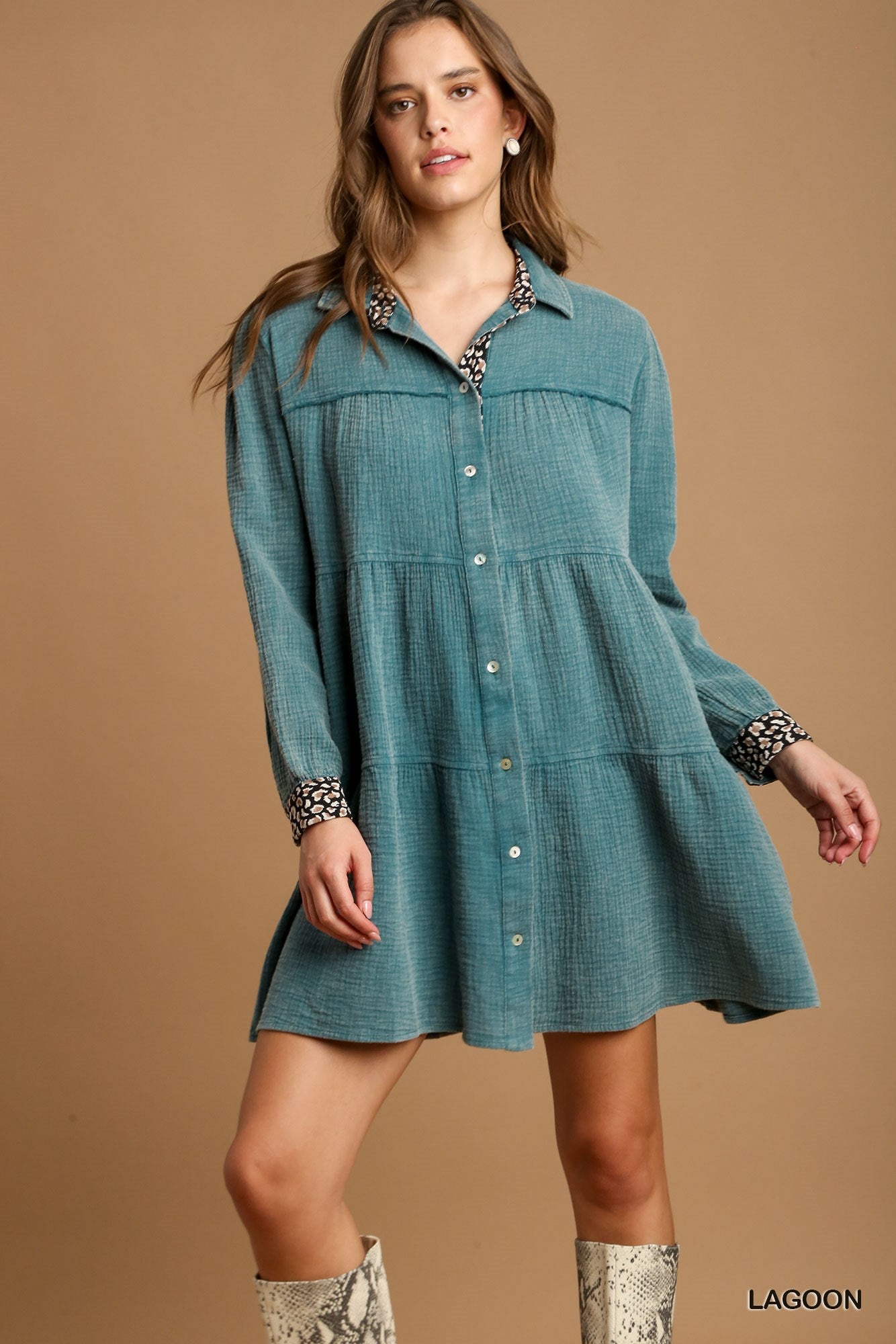 Lagoon Mineral Wash Cotton Gauze Tiered Dress - Katherine Jean