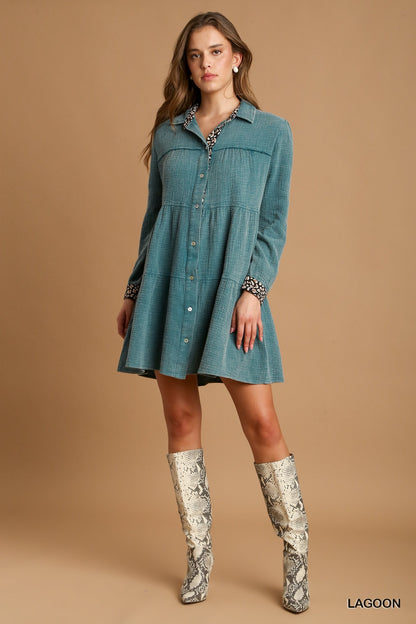 Lagoon Mineral Wash Cotton Gauze Tiered Dress - Katherine Jean